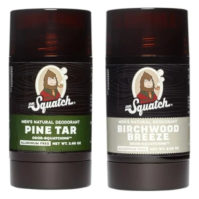 Image of Dr. Squatch Natural Deodorant for Men Odor Squatching Men&#039;s Aluminum Free Birchwood Breeze + Pine Tar (2 pack)