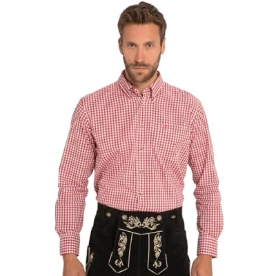 Image of JP 1880 Men&#039;s Checked Shirt, Light red, L