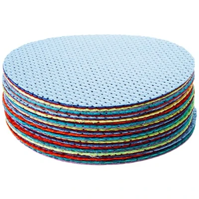 Image of Springboard Cross Stitch Fabric Circles 50 Pack of Binca Mesh for Sewing 100% Cotton Embroidery Kids Accessories 15 cm Diameter Assorted Colours