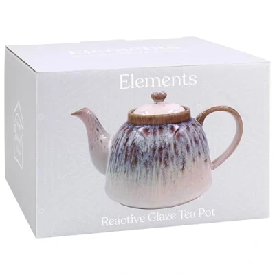 Image of Lesser &amp; Pavey Reactive Glaze Gold or Blue Kitchen Tea Coffee Hot Drink Sets Cup Saucer, Sugar Cream Set, Jug Teapot (Gold, Teapot)