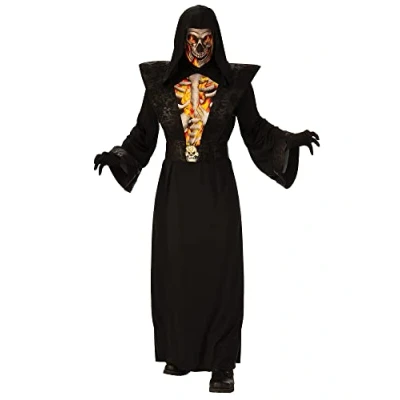 Image of Bristol Novelty 301585XL Fiery Skeleton Reaper Adult Costume, Men, Black, XL