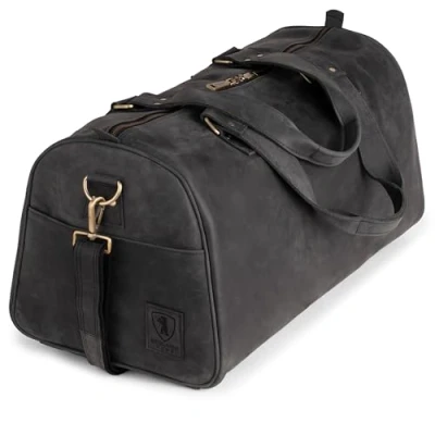 Image of Berliner Bags weekender Oslo Waterproof Leather Duffel Bag Sports Large 50L for Men and Women, darkgray,
