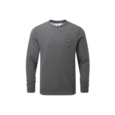 Image of TOG24 Mellor Supersoft Mens Crew Neck Sweater with Ribbed Cuffs, Hem and Dark Grey Marl