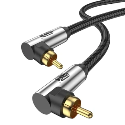 Image of EMK 90 Degree to Subwoofer Cable 1Metres,RCA Male Digital Coaxial Audio for Television, DVD Player, Gaming Console, Projector, Speaker