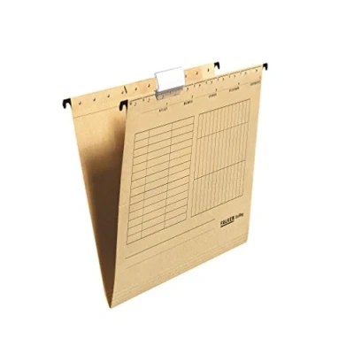 Image of Original Falken 5 pack hanging file UniReg. Made in Germany. of recycled cardboard for DIN A4 open sided brown Blue Angel ideal loose leaf filing the office and public authority