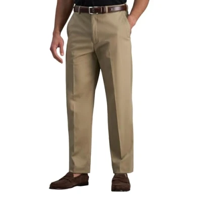 Image of Haggar mensHC10884Premium No Iron Classic Fit Expandable Waist Plain Front Casual Pants Brown 34W x 32L