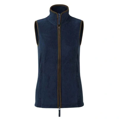 Image of Premier Womens/Ladies Artisan Fleece Gilet (Navy/Brown) Navy/Blue Size Large