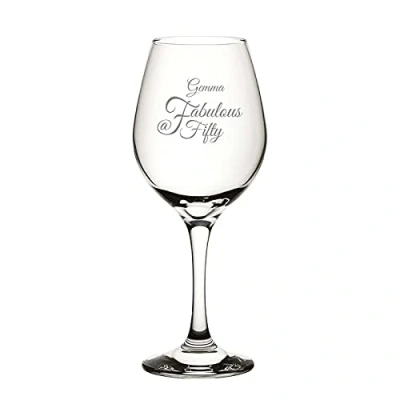Image of 50th Birthday Personalised Engraved Wine Glass Custom Name Fabulous at 50