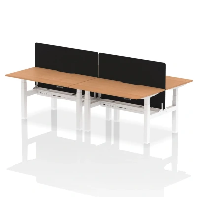 Image of Air B2B 1400x800 Adjustable 4P Bench Desk Scalloped Oak/White + Screen