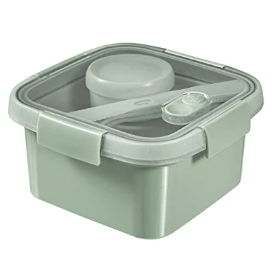 Image of Curver 249947 Smart Eco Line Recirculated Storage Box 1.1 L Square with Cutlery, Plastic, Green