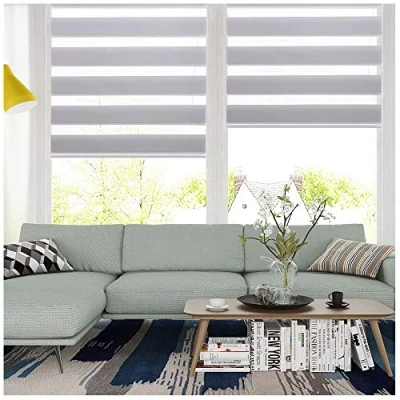 Image of SMONTER Easy Fix Zebra Roller Blind,Day and Night Blinds Curtains with Install Accessories (75CMx150CM, GREY)