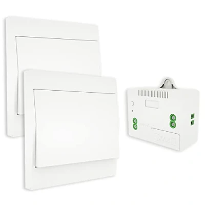 Image of MOES Wireless Light Switch Kit, Kinetic Switch, No Wiring Battery Easy Installing, Outdoor Remote Control (2 RF and 1 Receiver)