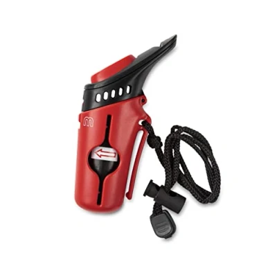 Image of Mikki 3 In 1 Dog &amp; Puppy Training Aid, High Pitched Whistle, Large Button Clicker, and Refillable Poo Bag Dispenser, with Belt Hook Lanyard, Biodegradable Bags Included, Red/Black