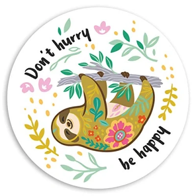 Image of 2 x 10cm Happy Sloth Vinyl Stickers Lazy Kids Flowers Laptop Sticker #20735 (10cm Wide)