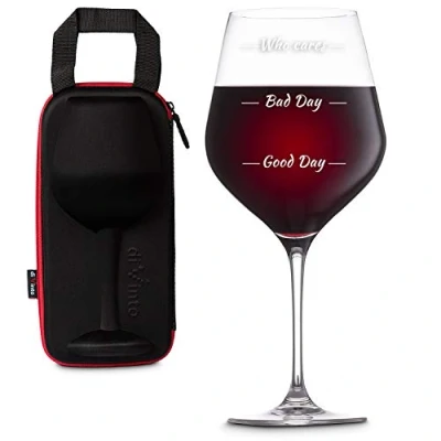 Image of diVinto Giant Wine Glass in Extreme Case, Extra Large Glass, Holds a Full Bottle, 860 ml, Real