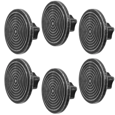 Image of Decoranddecor Mira Spiral Round Cupboard Knob Handle 40mm Diameter Zinc Alloy (Antique Silver, 6 Pack)