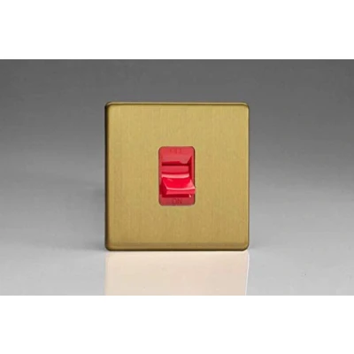 Image of Varilight XDB45SS Screwless Brushed Brass 45A DP Cooker Switch Single Plate