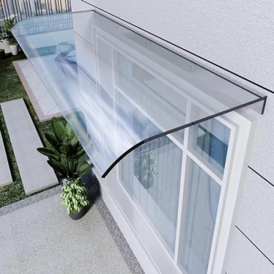 Image of Invisible Front Door Canopy,Outdoor Awning,Canopy for Doors and Windows,Rain Shelter Cover,Polycarbonate Awning,Transparent Waterproof Uv Resistant Canopies,Clear 50x320cm/19.7*126in