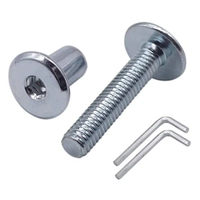Image of (Pack of 20 pcs) Zinc Plated Steel Joint Connector Bolts M6 x 35 mm With Nuts, Furniture Bolt, Hex Allen Screws (20, (With Nuts)