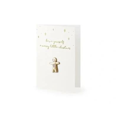 Image of Greetings Card with Gingerbread Man Enamel Pin, 10.5x14.8cm