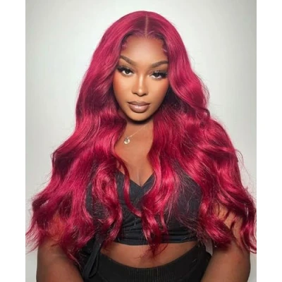 Image of Lizzy Long Wavy Wigs for Women Middle Part Curly Wig Natural Synthetic Heat Resistant Fiber Daily Party Use 26inch (Red)