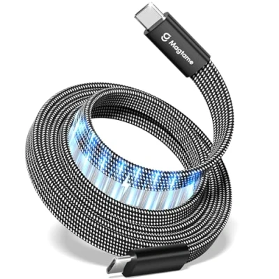 Image of Magtame USB C Cable, Flat 240W Magnetic to 1M 5A Nylon Braided Fast Charging Type Cable for iPhone 15/15 Pro/15 Pro Max Samsung Mac_Book, Original Design Patent Product