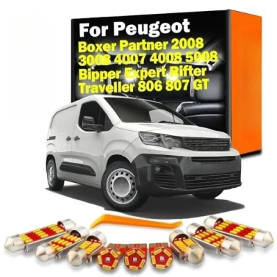 Image of DQWASUYB LED Interior Map Light Bulbs Kit, For Peugeot Partner Boxer 2008 3008 4007 4008 5008 Expert Bipper Rifter Traveller 806 807 GT