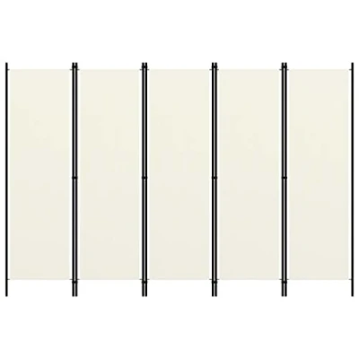 Image of &quot;vidaXL 5 Panel Room Divider in Cream White, Powder coated Iron Frame, Portable and Foldable Design Ideal Partition or Privacy Screen for Living Room, Bedroom&quot;