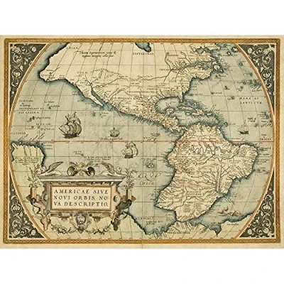 Image of Wee Blue Coo Map Antique Vintage Mexico South America Pacific Ocean Spain Art Print Poster Wall Decor 12X16 Inch