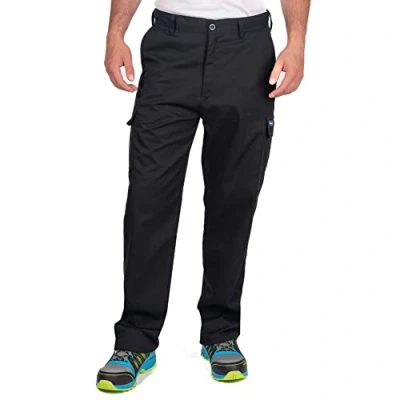 Image of Goodyear Workwear GYPNT001 Classic Multi Pocket Cargo Safety Work Trousers, Black/Royal Blue, 40W/31L