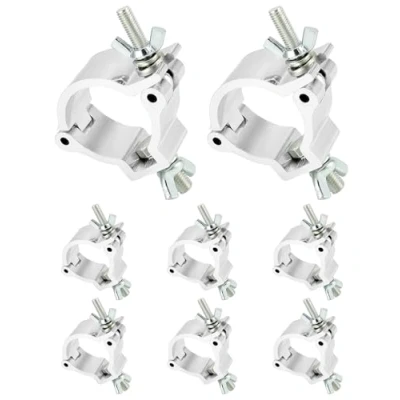 Image of QWORK® Pack of 8 Truss Clamp Stage Lighting for Par Light Spotlight Moving Head Aluminium Alloy Load 100kg Fit 48 51mm Pipe