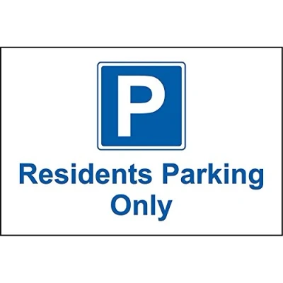 Image of Residents Parking Only sign 3mm Aluminium 300mm x 200mm