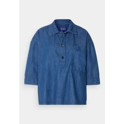 Image of Scotch &amp; Soda Lightweight Popover Shirt Blouse, Women&#039;s, Size: 8, Washed indigo