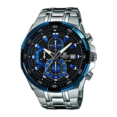 Image of Edifice EFR 539D 1A2VUEF Men&#039;s Quartz Watch with Black Dial Analogue Display and Silver Stainless Steel Bracelet