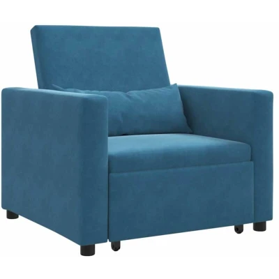 Image of vidaXL 3 in 1 Single Sofa Bed Convertible Blue Velvet