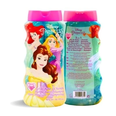 Image of Disney Princess Kids 2 in 1 Bubble Bath &amp; Shampoo Gentle, Paraben Free Hair Wash with Vitamin E A, pH Balanced for Sensitive Skin Lightly Scented, Safe Children Aged 3+, 475ml