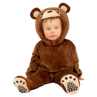 Image of Funidelia Grizzly Bear Costume for Babies baby Animals Costumes kids, accessory fancy dress &amp; props Halloween, carnival parties Size 0 6 months Brown