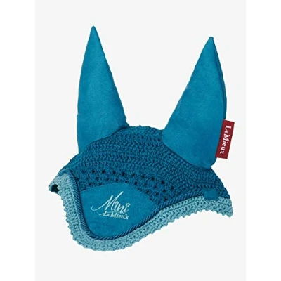 Image of LeMieux Mini Fly Hood in Marine with Soft Lycra Ears Close Knit Crochet Comfortable Fit Equestrian Mask Sport Horse Wear Small