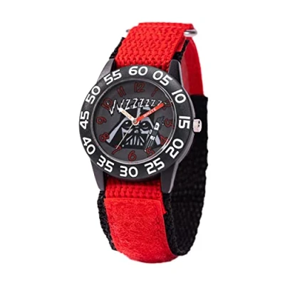 Image of STAR WARS Kids Analog Quartz Watch with Nylon Strap, black / red, strip