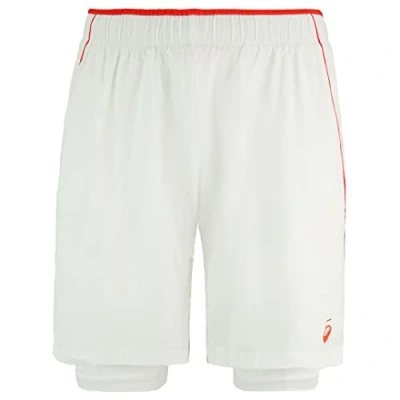 Image of ASICS Stretch Waist Bottoms White Padel Player Mens Tennis Shorts 132402 0046