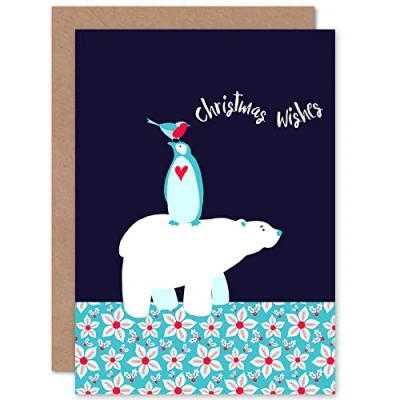 Image of Wee Blue Coo Christmas Critters Give Wishes Cute Animals Sealed Greeting Card Plus Envelope Blank inside