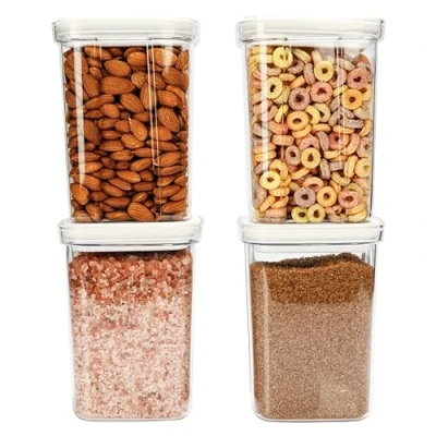 Image of BELLE VOUS 4 Pack of Airtight Food Storage Containers 1300ml/44oz Kitchen Pantry Organisation Canister Set BPA Free Plastic with Lids for Dry Food, Cereal, Flour, Sugar and More