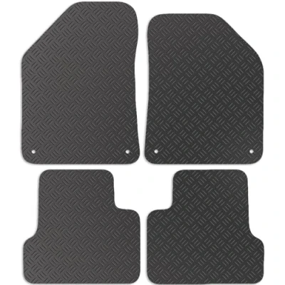 Image of Carsio Rubber Car Mats For Jeep Cherokee 2014+ Onwards Tailored Fit Floor Mat Set Complete Accessory Black Custom Fitted All Weather &amp; Heavy Duty, Anti Slip Backing with Clips