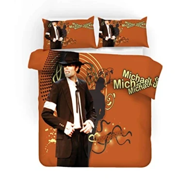 Image of NICHIYO Michael Jackson Bed Linen Set, Duvet Cover and Pillowcase, Microfibre, 3D Digital Print Three Piece Bedding (Duvet + Pillowcases) (1, Single 135 x 200 cm)
