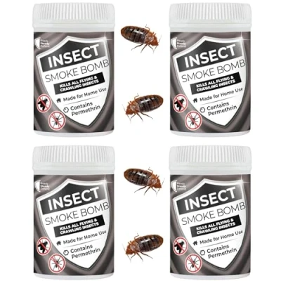 Image of Bed Bug Smoke Bomb Permethrin &amp; Insect Fogger Fast Acting, Non Staining, Covers 30m², For Home Use, Kills Bugs, Silverfish, Moths, Ants, Spiders, Fleas