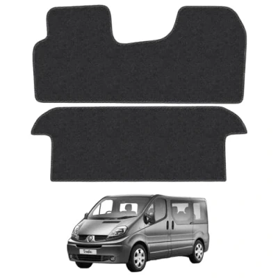 Image of Carpet Floor Mats for the Renault Trafic (2001 2014) [Only suitable factory crew cab van] Custom Van Accessory Tailored fit, Granulated Anti Slip Layer &amp; Black Binding