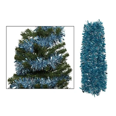 Image of Simply Products 4M Chunky/Fine Cut Christmas Tinsel Garland Decoration (Ice &amp; Silver)