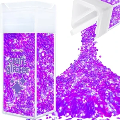 Image of Glitter for Craft Shaker Fluorescent Purple Resin Tumblers Cards Christmas Jewellery Candle Super Chunky Nail Face Cosmetic 110g / 3.9oz