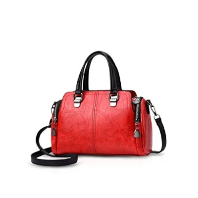 Image of NICOLE&amp;DORIS Ladies Fashion Top Handle Bags Retro Handbags Soft PU Leather Shoulder Bag Cross body Tote for Women Red