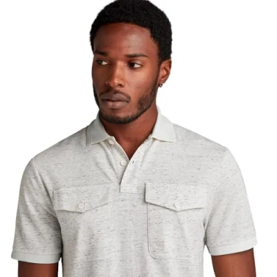 Image of G STAR RAW Men&#039;s Dunda Pocket Polo, Multicolor (milk htr D24362 D565 971), L